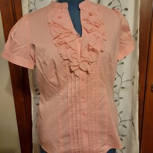 Limited Essentials Coral/Pink short sleeve blouse top.